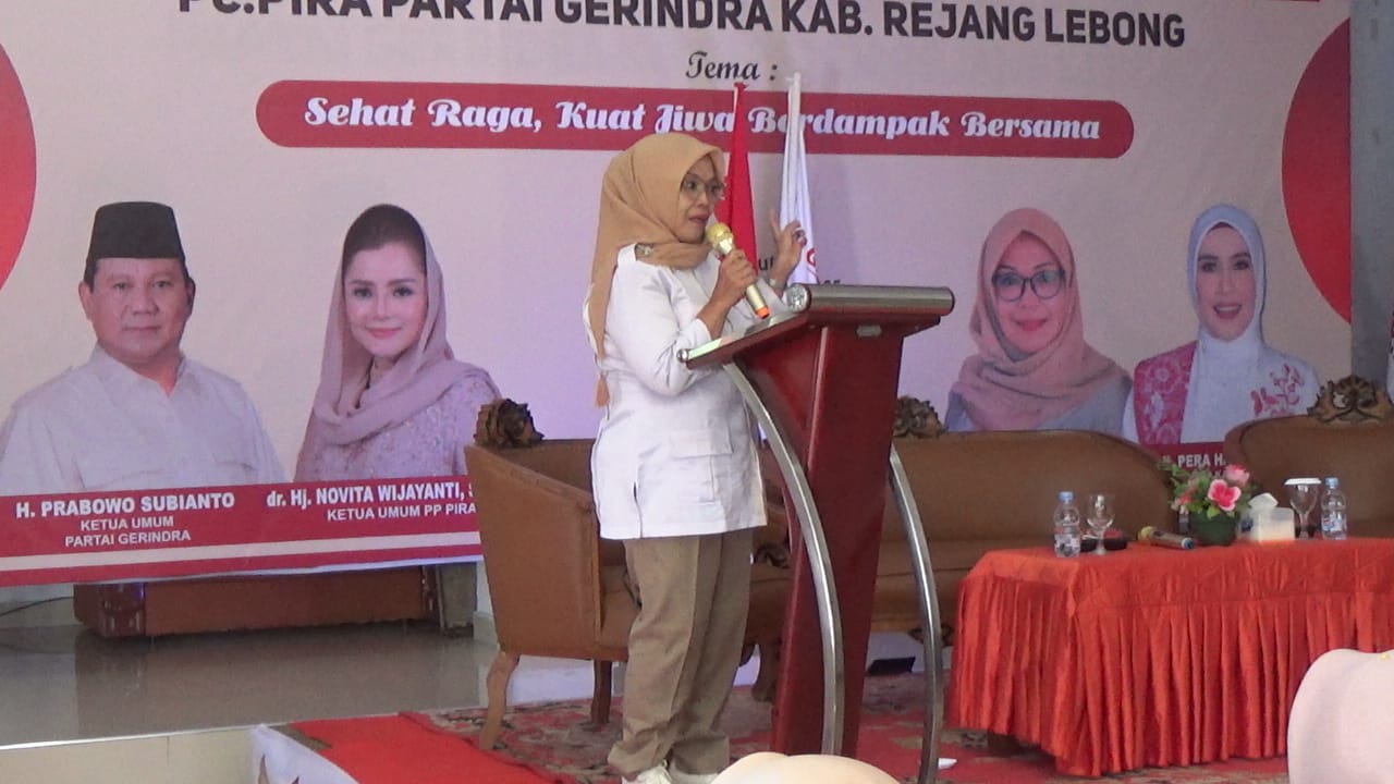 Ketua PD PIRA Gerindra Provinsi Bengkulu, Yeni Heriati, mengapresiasi kegiatan ini dan mengajak PIRA untuk memberdayakan perempuan, memperkuat partisipasi mereka dalam politik, dan mendukung program-program Partai Gerindra dan pemerintah. (Poto dok exposebengkulu.com)