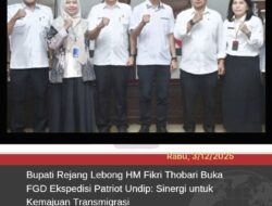 Bupati Rejang Lebong HM Fikri Thobari Buka FGD Ekspedisi Patriot Undip: Sinergi untuk Kemajuan Transmigrasi