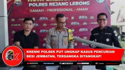 Polsek Padang Ulak Tanding (PU Tanding) kembali membuktikan kesigapannya dalam mengungkap kasus kejahatan. Kali ini, mereka berhasil menangkap tersangka pencurian besi jembatan di Desa Lubuk Alai, Kecamatan Sindang Beliti Ulu, Kabupaten Rejang Lebong.(Poto dok ist)