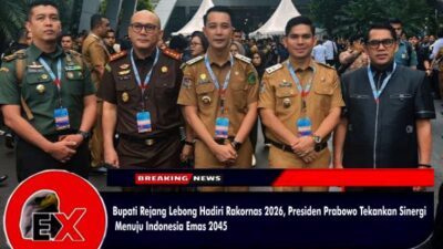 Bupati Rejang Lebong, H.M. Fikri Thobari, bersama Wakil Bupati Dr. Hendri Praja, dan jajaran Forkopimda lainnya, menghadiri Rapat Koordinasi Nasional (Rakornas) Pemerintah Pusat dan Daerah Tahun 2026 di Sentul International Convention Center (SICC), Kabupaten Bogor, Jawa Barat, Senin (2/2/2026).(Poto dok ist)