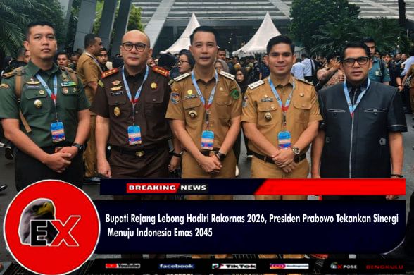 Bupati Rejang Lebong, H.M. Fikri Thobari, bersama Wakil Bupati Dr. Hendri Praja, dan jajaran Forkopimda lainnya, menghadiri Rapat Koordinasi Nasional (Rakornas) Pemerintah Pusat dan Daerah Tahun 2026 di Sentul International Convention Center (SICC), Kabupaten Bogor, Jawa Barat, Senin (2/2/2026).(Poto dok ist)