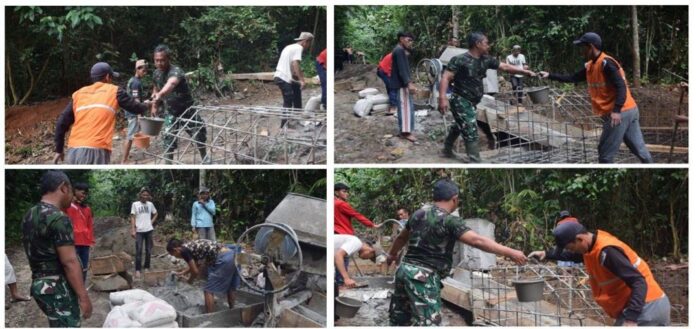 Kinerja Kodim 0409/Rejang Lebong kembali mendapat apresiasi setelah berhasil menuntaskan dua proyek infrastruktur penting di wilayahnya. Kini, satuan tersebut tengah mengebut pembangunan Jembatan Gantung Garuda di Desa Lubuk Bingin Baru, Kecamatan Sindang Beliti Ilir yang progresnya sudah mencapai 75%.(Photo dok exposebengkulu.com)