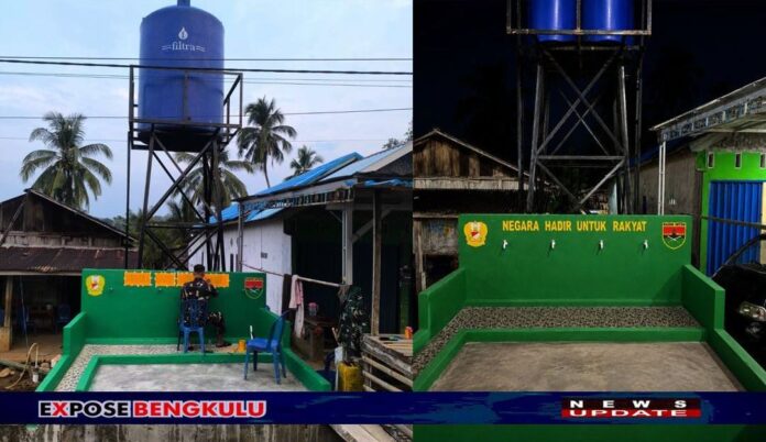 Kodim 0409/Rejang Lebong merampungkan pembangunan sumur bor di Desa Karang Baru, Kecamatan Padang Ulak Tanding (PUT).(Photo dok ist)